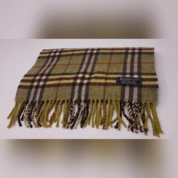 Burberry Vintage Scarf Nova Check 100% Cashmere England 90s Y2K 56" x 12" - Picture 2 of 11